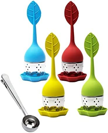 Infuseur à Thé En Silicone Avec Boule En Inox - Lot De 2, Coloris Vert Citron Et Rouge - Pour Thé En Vrac - 5