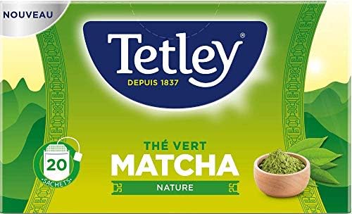 Tetley – Thé Vert Matcha Nature – Douceur et Légèreté – Mélange de Thé Sencha et Matcha 20 Sachets – Pack de 5