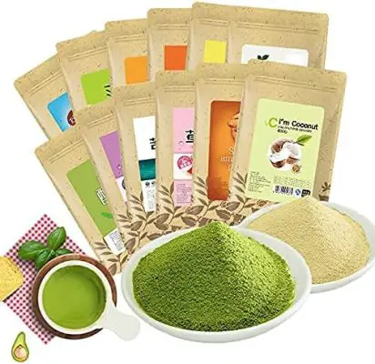 100g 32 types de thé Matcha chinois, poudre de thé vert, poudre de thé parfumée, poudre de masque (25 Gerstenblätter Aojiru Pulver 100g)