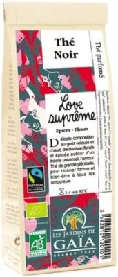 JARDINS DE GAÏA – Love Suprême (épices, fleurs) Sachet de 100 g – Thé noir parfumé