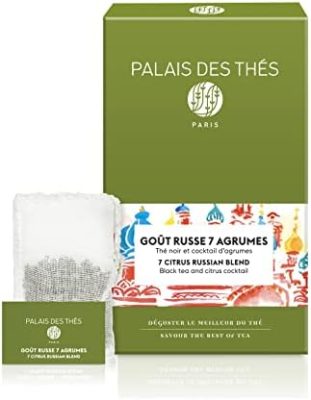 Palais des Thés, GOÛT RUSSE 7 AGRUMES, Thé Noir parfumé, Mélange Fruité, Zesté et Gourmand, 20 Sachets Mousselines