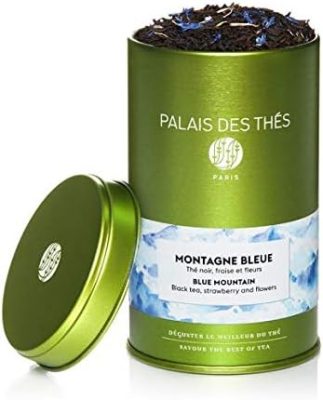 Palais des Thés, MONTAGNE BLEUE, Thé Noir parfumé, Mélange Fruité, Floral et Gourmand, Boîte métal 100g