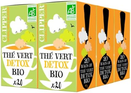 Clipper Natural, Fair & Delicious – Thé Vert Bio Détox – Issu Du Commerce Équitable – 20 Sachets De Thé Bio – Lot De 6 Paquets