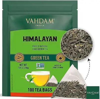 VAHDAM, Thé Vert de l’Himalaya (100 Sachets), Thé 100% Naturel, – Thé Vert – Infuser chaud ou glacé