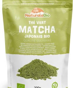 Thé Matcha Bio Japonais de Cuisine - Qualité Culinaire - 200 gr. Thé Vert Matcha en Poudre Naturel. Matcha Green Tea Produit au Japon Uji, Kyoto. Pour la Patisseries, Cookies et dans le Lait